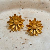 1 Pair Ig Style Sweet Simple Style Flower Plating Titanium Steel 18k Gold Plated Ear Studs main image 2