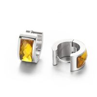 1 Pair Simple Style U Shape Plating Inlay Titanium Steel Glass 18K Gold Plated Earrings sku image 7