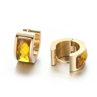 1 Pair Simple Style U Shape Plating Inlay Titanium Steel Glass 18K Gold Plated Earrings sku image 12