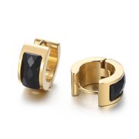 1 Pair Simple Style U Shape Plating Inlay Titanium Steel Glass 18K Gold Plated Earrings sku image 10
