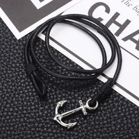 Punk Simple Style Anchor Stainless Steel Cowhide Plating Men's Bracelets main image 3