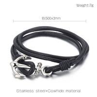 Punk Simple Style Anchor Stainless Steel Cowhide Plating Men's Bracelets main image 2