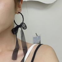 1 Paar Lässig Einfacher Stil Bogenknoten Tuch Metall Ohrringe main image 6