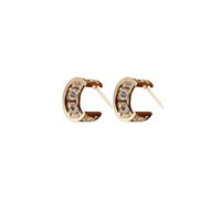 1 Pair Vintage Style Simple Style C Shape Plating Hollow Out Inlay Copper Zircon 14k Gold Plated Ear Studs main image 6