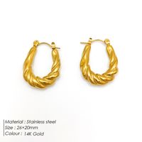 1 Paar Einfacher Stil Geometrisch Überzug Rostfreier Stahl 18 Karat Vergoldet Reif Ohrringe sku image 3