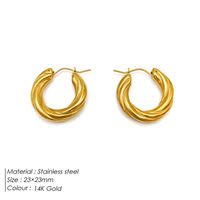 1 Pair Simple Style Geometric Plating Stainless Steel 18K Gold Plated Hoop Earrings sku image 2