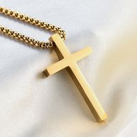 Stainless Steel Titanium Steel IG Style Simple Style Cross Plating Pendant Necklace main image 5