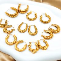 1 Pair Simple Style Geometric Plating Stainless Steel 18K Gold Plated Hoop Earrings main image 6