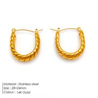 1 Pair Simple Style Geometric Plating Stainless Steel 18K Gold Plated Hoop Earrings sku image 4