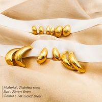 1 Pair Simple Style Solid Color Plating Stainless Steel 18k Gold Plated Ear Studs main image 1