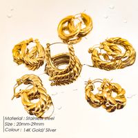 1 Pair Simple Style Geometric Plating Stainless Steel 18K Gold Plated Hoop Earrings main image 3