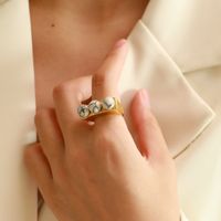 Titan Stahl Elegant Glam Geometrisch Überzug Inlay Künstliche Perlen Türkis Ringe sku image 6