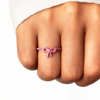 Sterling Silver Simple Style Bow Knot Plating Inlay Zircon Rings main image 2