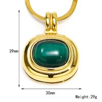 Acier Au Titane Style IG Style Simple Ovale Placage Incruster Turquoise Opale Oeil De Tigre Pendentif sku image 1