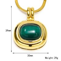 Titanium Steel IG Style Simple Style Oval Plating Inlay Turquoise Opal Tiger Eye Pendant Necklace main image 2