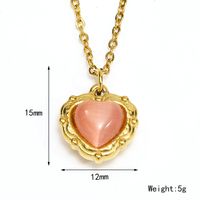 Titanium Steel Elegant Retro Heart Shape Plating Inlay Opal Pendant Necklace sku image 1