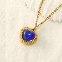 Titanium Steel Elegant Retro Heart Shape Plating Inlay Opal Pendant Necklace main image 4