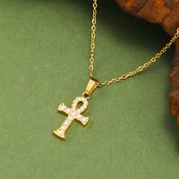 Titanium Steel Simple Style Cross Plating Inlay Zircon Pendant Necklace main image 3