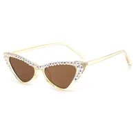 Fashion Streetwear Solid Color Ac Cat Eye Diamond Full Frame Women's Sunglasses sku image 2