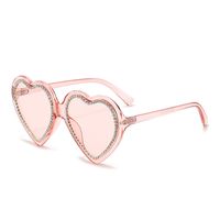 Sweet Cool Style Heart Shape Ac Special-Shaped Mirror Diamond Full Frame Women's Sunglasses sku image 3