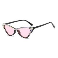 Fashion Streetwear Solid Color Ac Cat Eye Diamond Full Frame Women's Sunglasses sku image 5