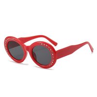IG Style Streetwear Solid Color Ac Round Frame Diamond Full Frame Women's Sunglasses sku image 2