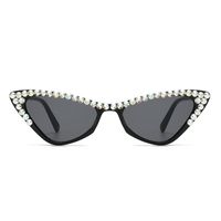 Fashion Streetwear Solid Color Ac Cat Eye Diamond Full Frame Women's Sunglasses main image 3
