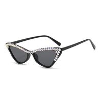 Fashion Streetwear Solid Color Ac Cat Eye Diamond Full Frame Women's Sunglasses sku image 1