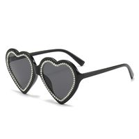 Sweet Cool Style Heart Shape Ac Special-Shaped Mirror Diamond Full Frame Women's Sunglasses sku image 1