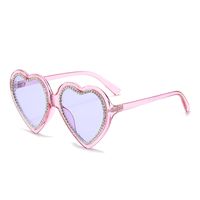 Sweet Cool Style Heart Shape Ac Special-Shaped Mirror Diamond Full Frame Women's Sunglasses sku image 2