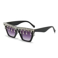 Elegant Glam Solid Color Ac Cat Eye Diamond Full Frame Women's Sunglasses sku image 2