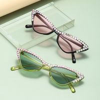 Fashion Streetwear Solid Color Ac Cat Eye Diamond Full Frame Women's Sunglasses main image 1