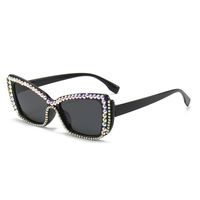 Sweet Streetwear Solid Color Ac Cat Eye Diamond Full Frame Women's Sunglasses sku image 1