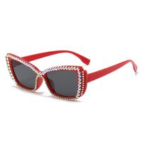Sweet Streetwear Solid Color Ac Cat Eye Diamond Full Frame Women's Sunglasses sku image 4