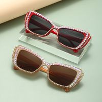 Sweet Streetwear Solid Color Ac Cat Eye Diamond Full Frame Women's Sunglasses main image 1