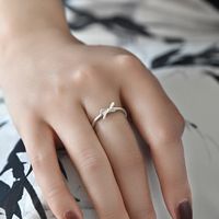 Sterling Silver Sweet Simple Style Bow Knot Adjustable Ring main image 3