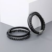 Simple Style Solid Color Titanium Steel Layered Men's Bracelets main image 3