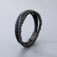 Simple Style Solid Color Titanium Steel Layered Men's Bracelets main image 7