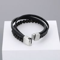 Simple Style Solid Color Titanium Steel Layered Men's Bracelets main image 5