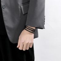 Simple Style Solid Color Titanium Steel Layered Men's Bracelets main image 8