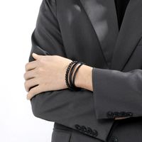 Simple Style Solid Color Titanium Steel Layered Men's Bracelets main image 9