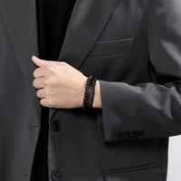 Simple Style Solid Color Titanium Steel Layered Men's Bracelets main image 10