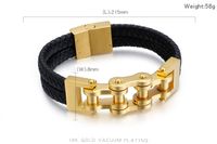 Simple Style Geometric Stainless Steel Pu Leather Plating 18K Gold Plated Men's Bracelets main image 2