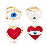 Wholesale Jewelry Simple Style Devil's Eye Heart Shape Alloy Enamel Open Rings main image 1