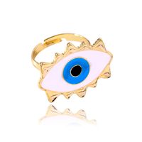 Wholesale Jewelry Simple Style Devil's Eye Heart Shape Alloy Enamel Open Rings sku image 1