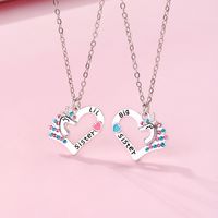 Lindo Letra Forma De Corazón Aleación Embutido Diamantes De Imitación Niños Collar Colgante main image 1