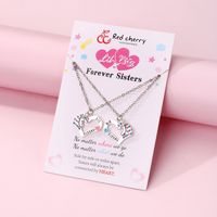 Cute Letter Heart Shape Alloy Inlay Rhinestones Kid'S Pendant Necklace main image 3