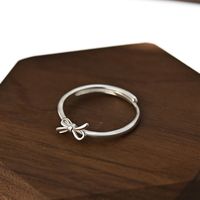 Sterling Silber Süss Einfacher Stil Bogenknoten Verstellbarer Ring main image 5