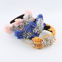 Women's Elegant Luxurious Flower Cloth Silk Yarn Inlay Artificial Pearls Rhinestones Hair Band main image 1