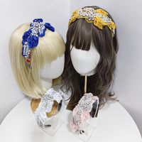 Women's Elegant Luxurious Flower Cloth Silk Yarn Inlay Artificial Pearls Rhinestones Hair Band main image 4